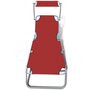 VIDAXL Chaise longue pliable avec auvent Acier et tissu Rouge