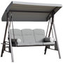 Voir la diapositive 1 : OUTSUNNY Balancelle de jardin 3 places grand confort toit inclinaison réglable coussins plateaux rétractables polyester filé gris