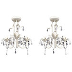 VIDAXL Lustres suspendus a cristaux 2 pcs Blanc elegant