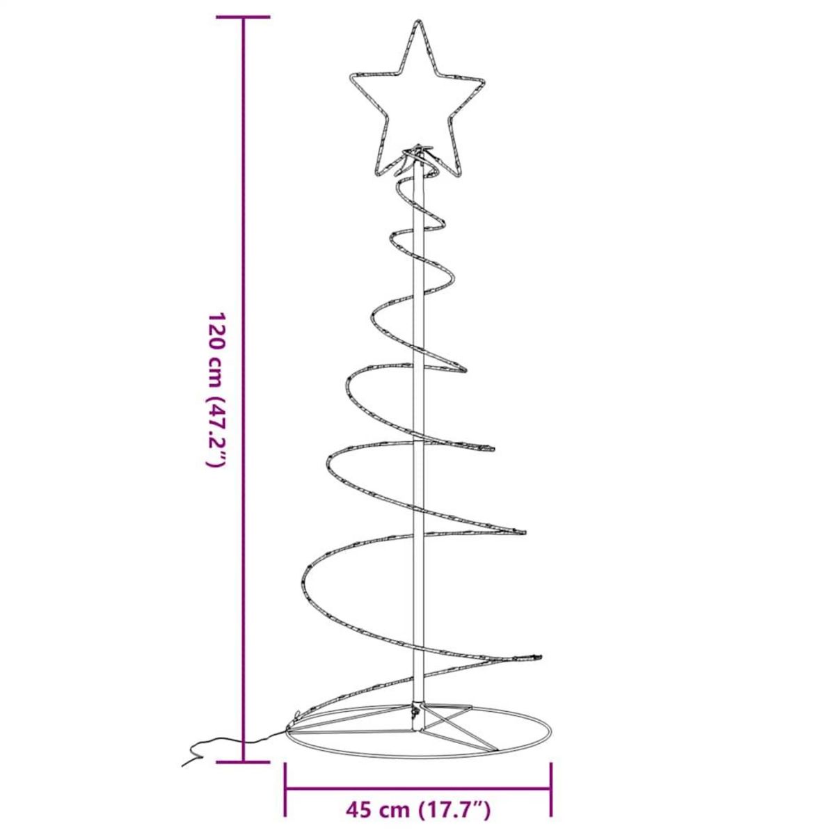 VIDAXL Sapin de Noël a LED 80 LED blanc chaud 120 cm