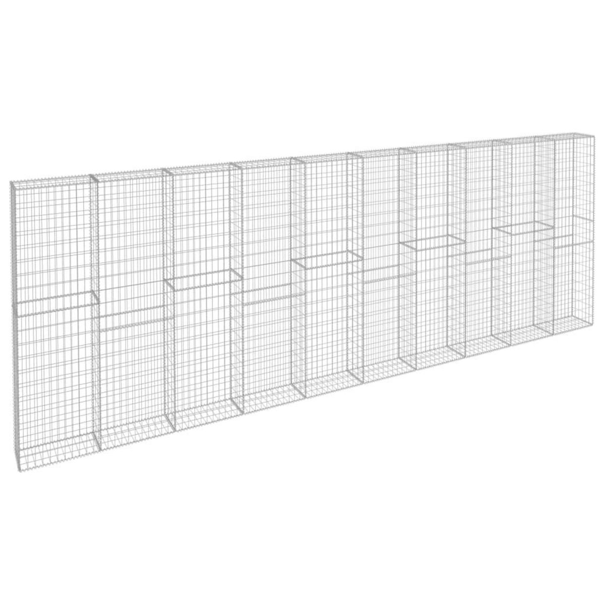 VIDAXL Mur a gabion avec couvercles Acier galvanise 600x30x200 cm