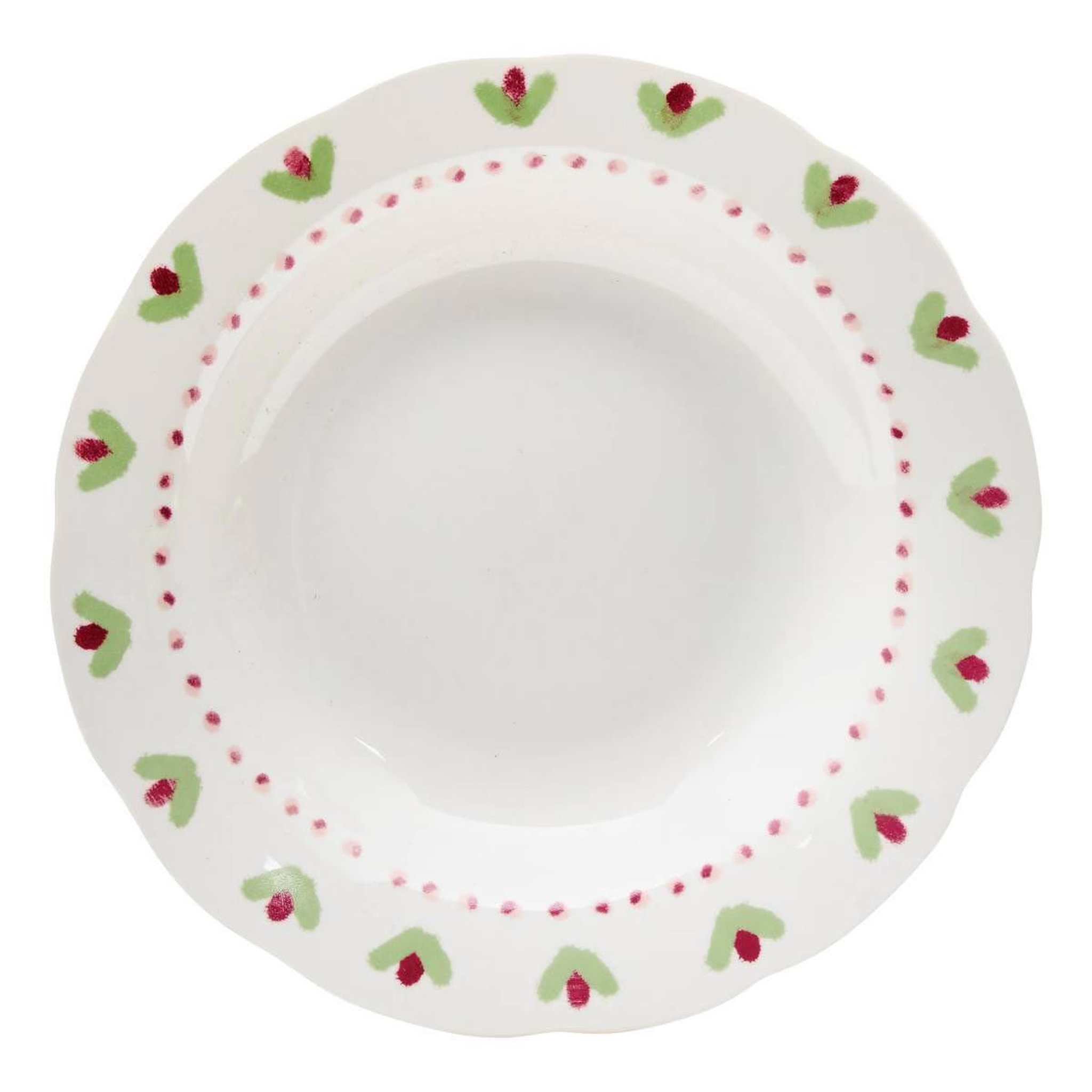 SECRET DE GOURMET Lot de 6 Assiettes Creuses  Fleur de Rose  23cm Multicolore