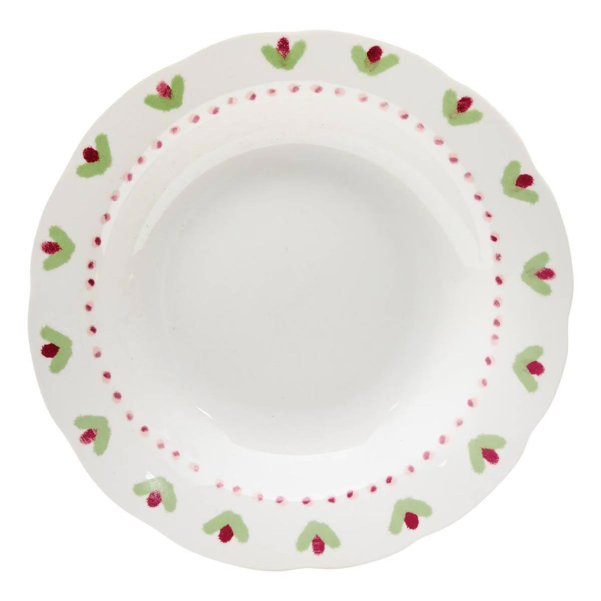 SECRET DE GOURMET Lot de 6 Assiettes Creuses  Fleur de Rose  23cm Multicolore
