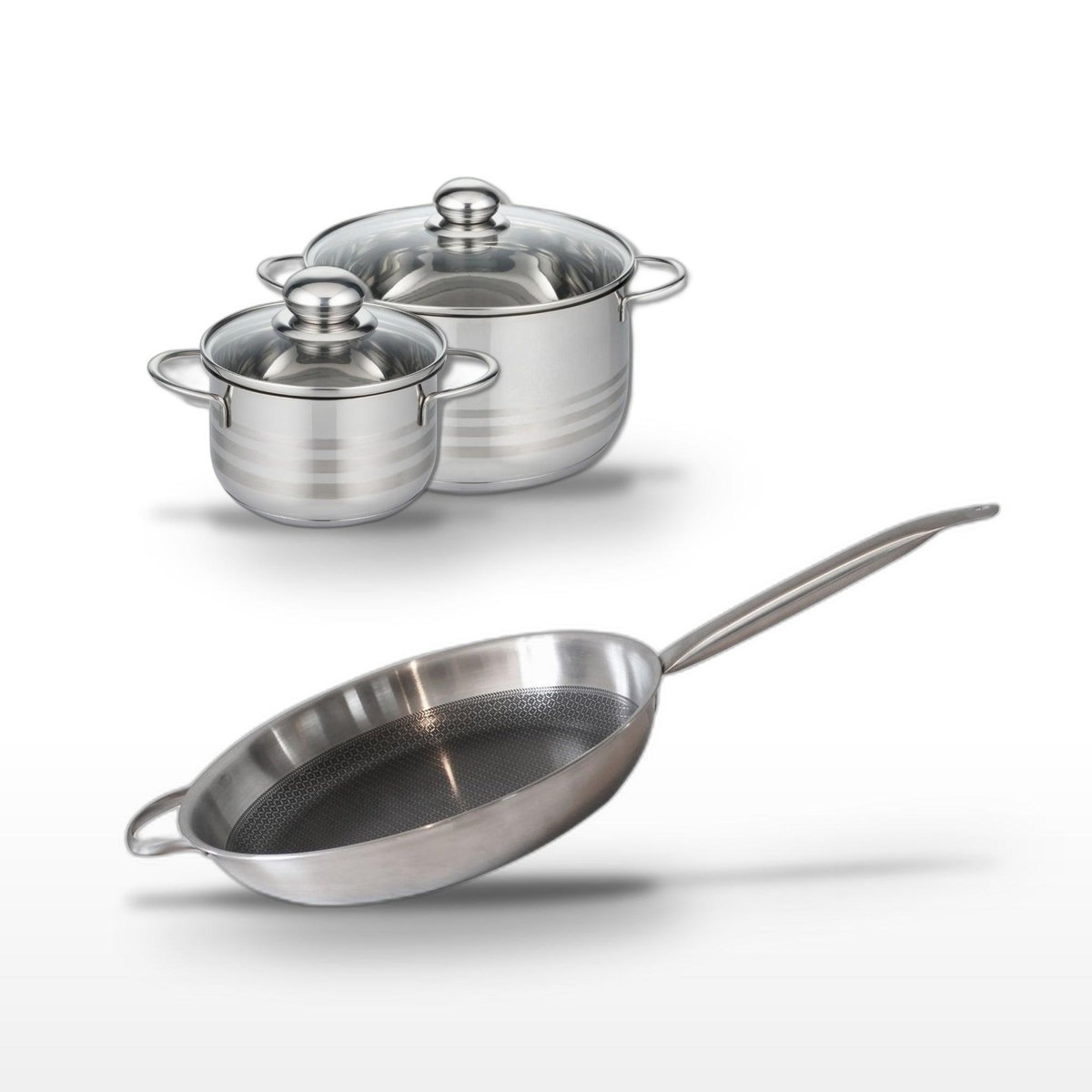 ELO Lot Poêle 32cm & 2 Faitouts 16/24cm Elo Relief Solution