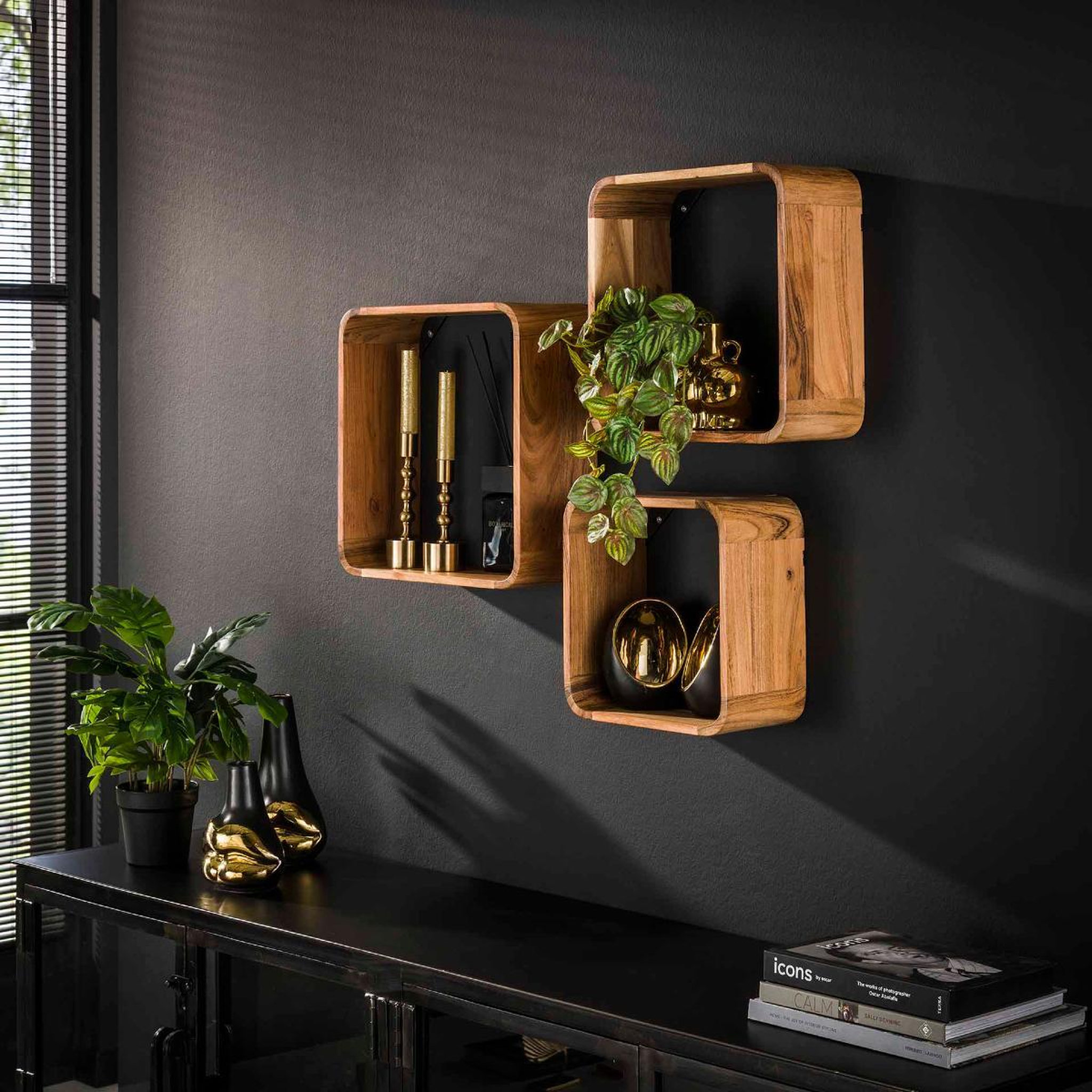 Voir la diapositive 2 : JLC KREATION Étagère murale en bois d'acacia massif rika (lot de 3)