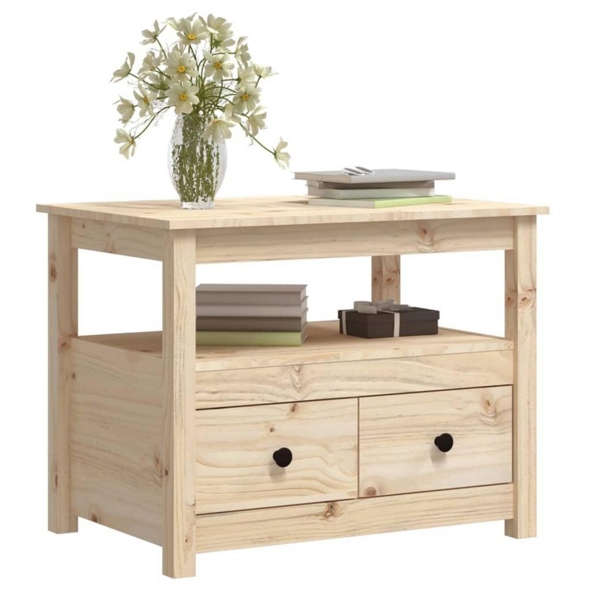 VIDAXL Table basse 71x49x55 cm Bois massif de pin