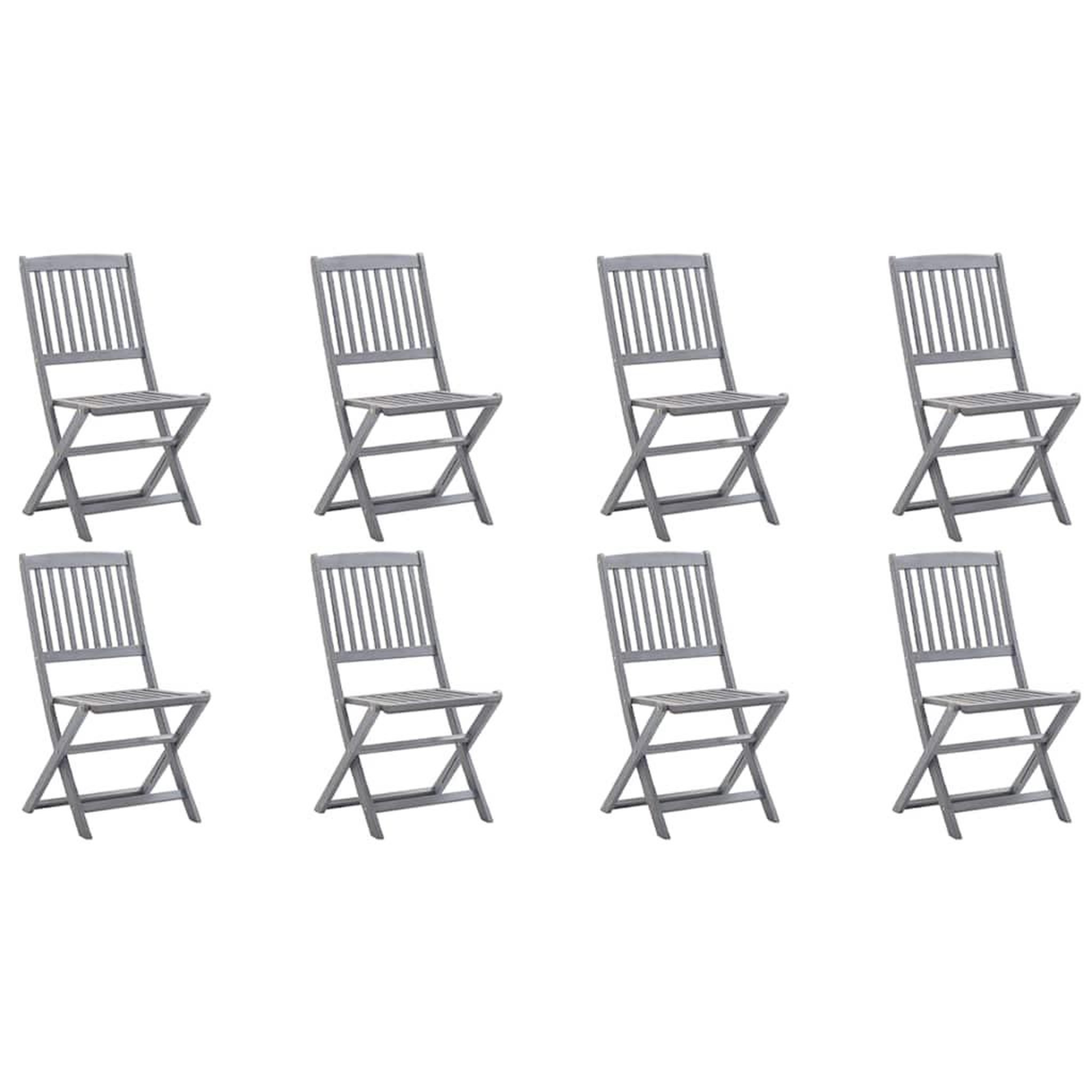 Voir la diapositive 2 : VIDAXL Chaises pliables d'exterieur lot de 8 et coussins Bois d'acacia