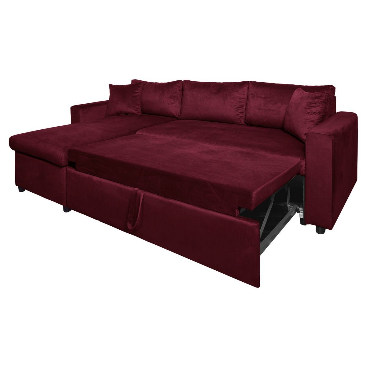 Canapé d'angle réversible convertible avec coffre en tissu ou velours GERALDINE 