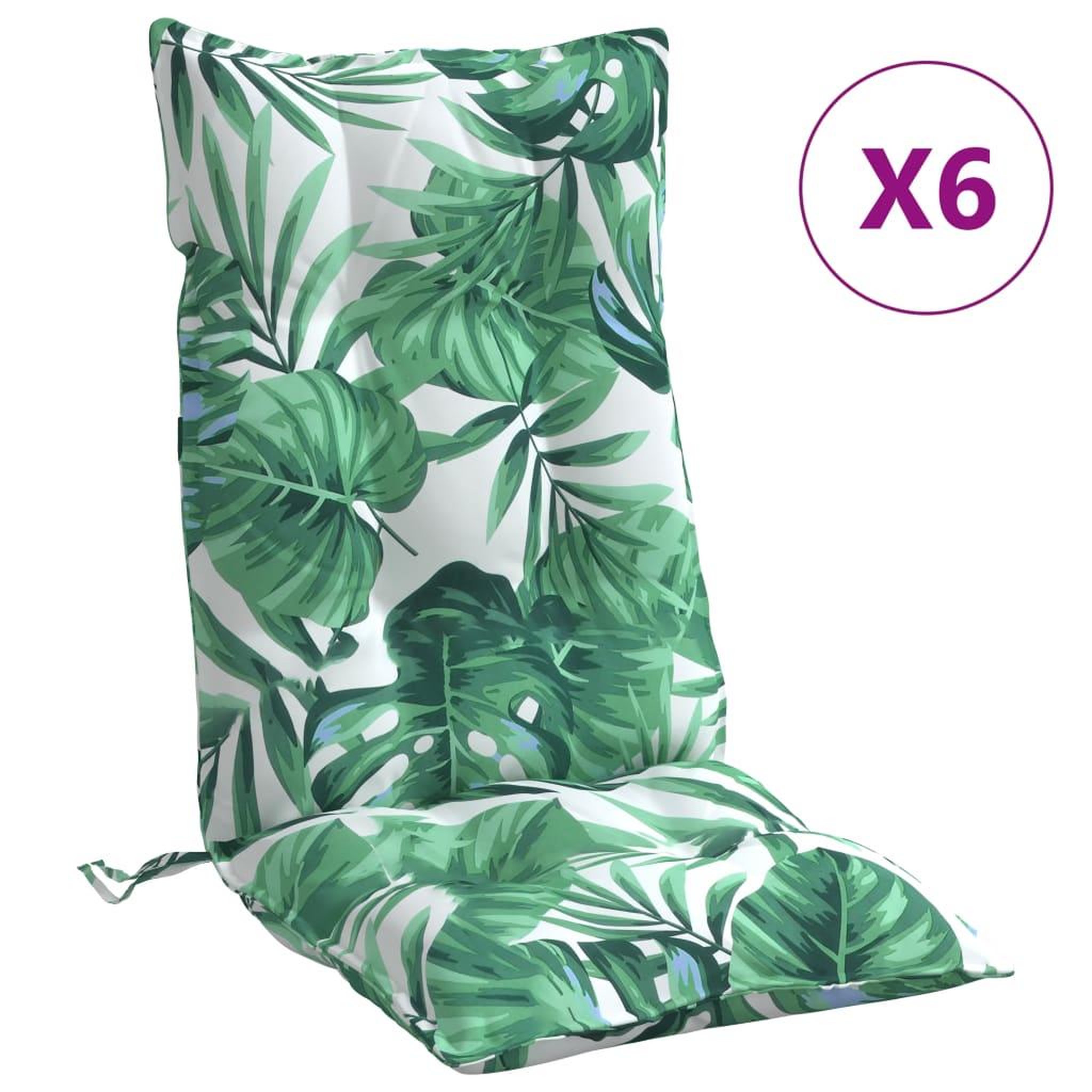 Voir la diapositive 2 : VIDAXL Coussins de chaise a dossier haut lot de 6 modele de feuille
