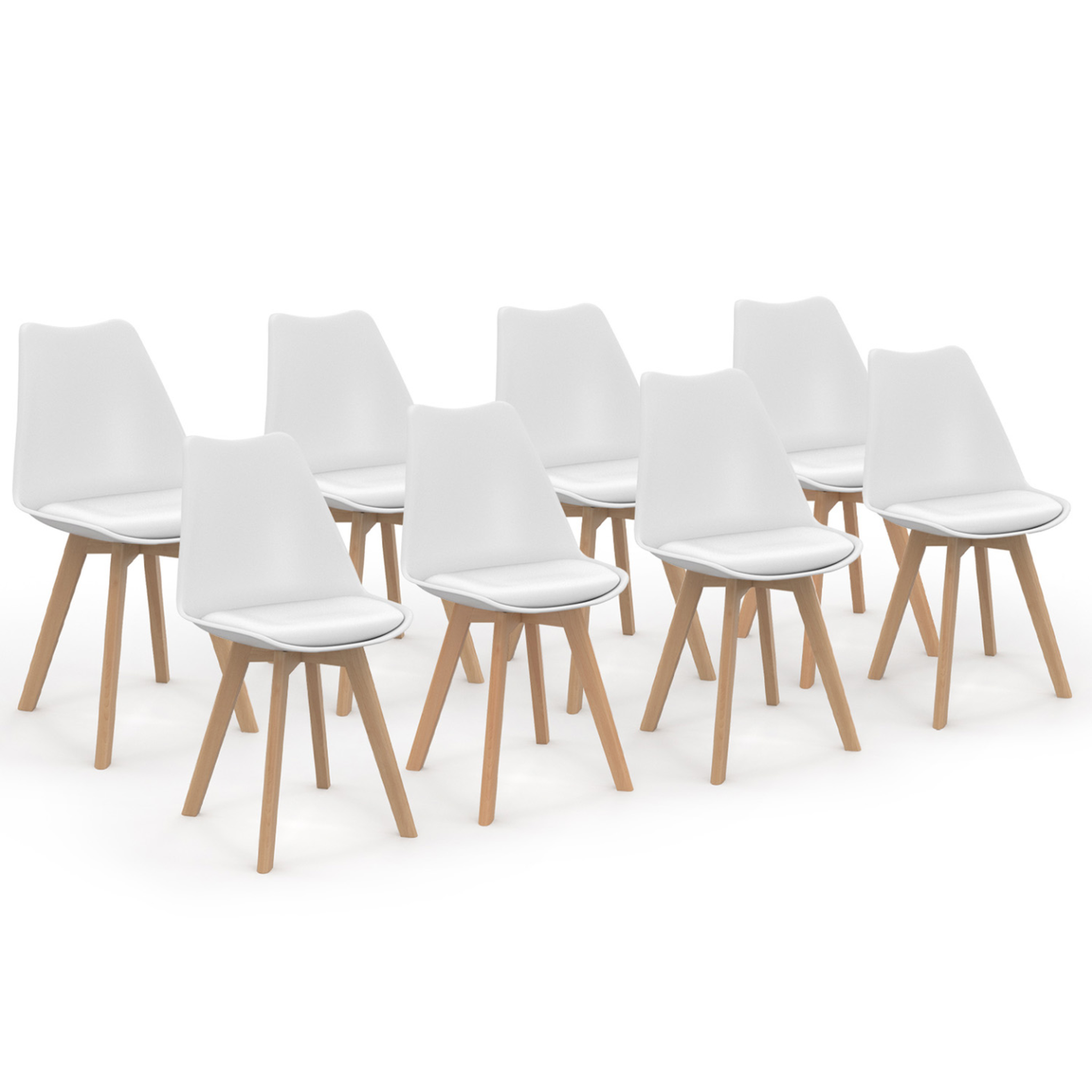 ID MARKET Lot de 8 chaises scandinaves sara blanches pour salle à manger