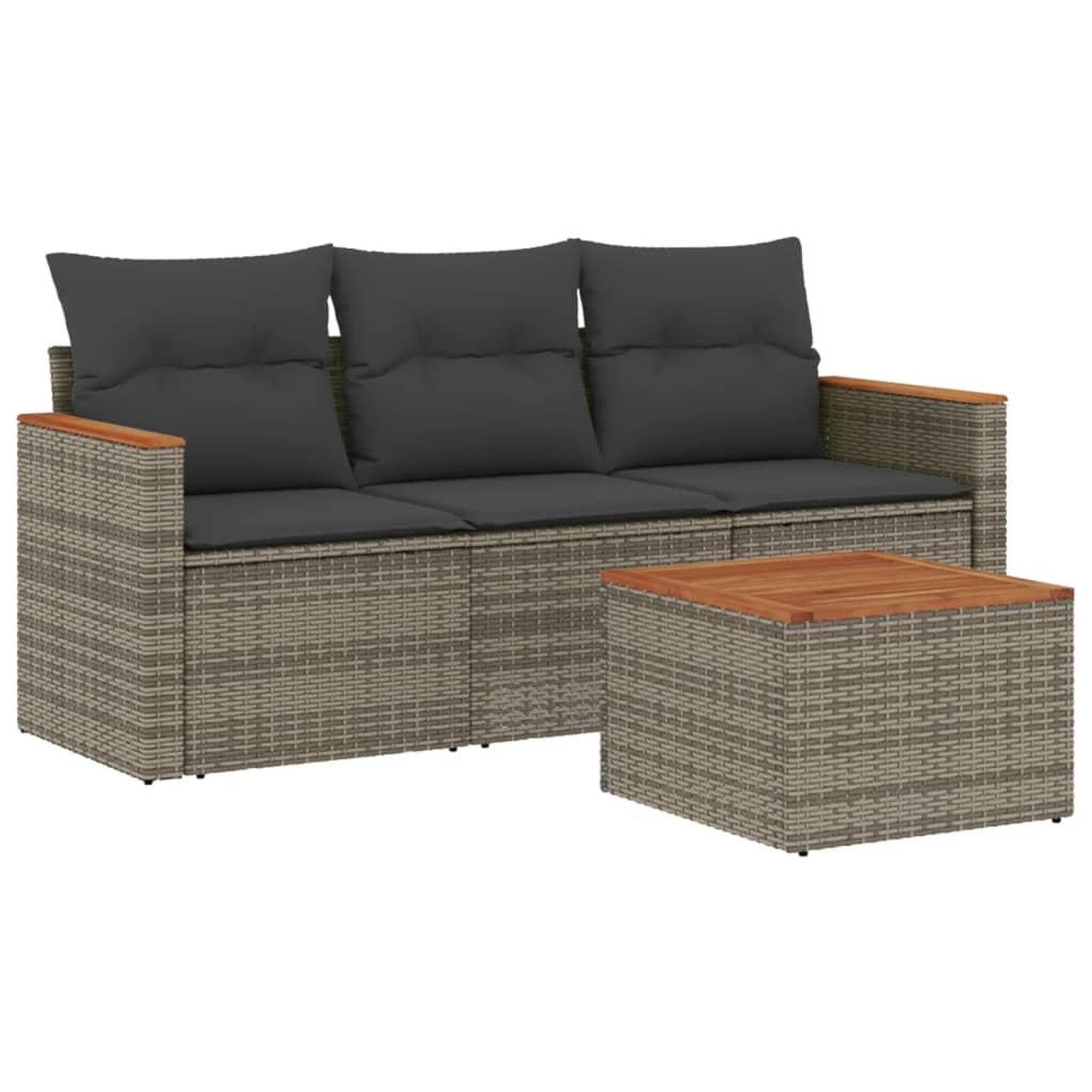 Voir la diapositive 2 : VIDAXL Salon de jardin 4 pcs avec coussins gris resine tressee