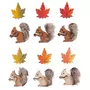 Rayher 12 écureuils et feuilles adhésifs en bois - 4 types - 3 cm