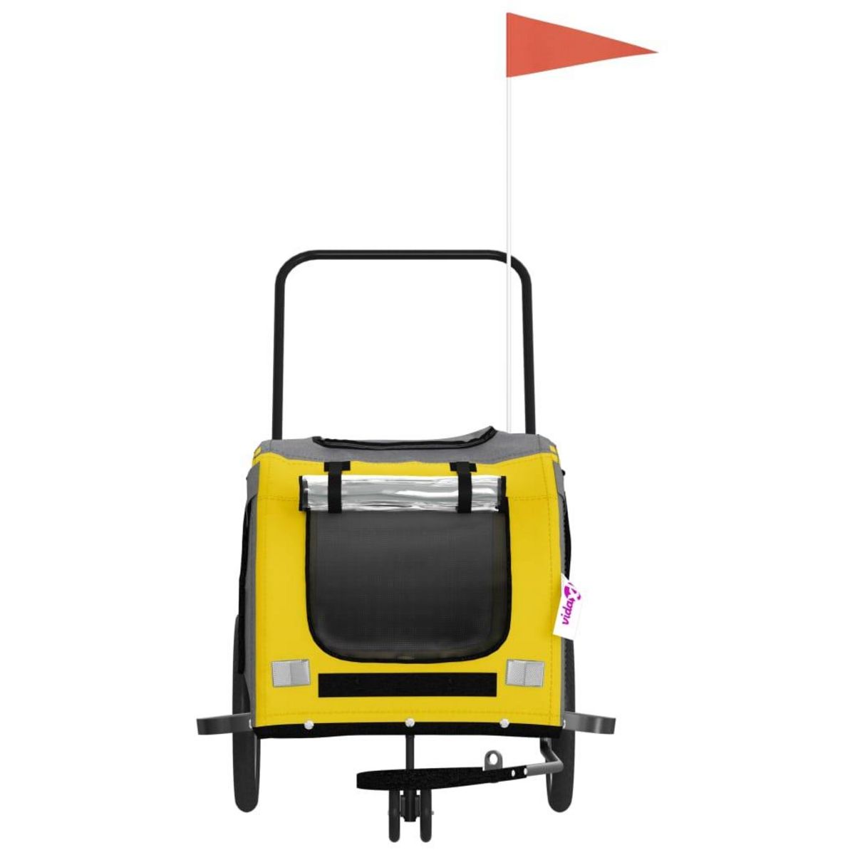 VIDAXL Remorque de velo pour animaux de compagnie jaune et gris