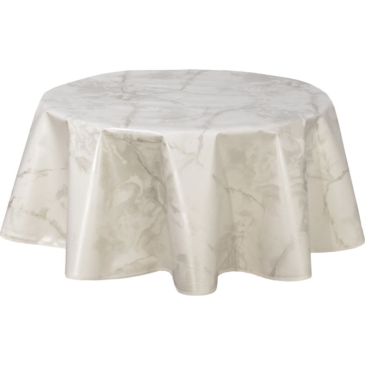 Nappe ronde en toile cirée design bois Cottage - Diam. 135 cm - Marron