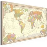 Paris Prix Tableau Imprimé  Cream World Map. Coloris disponibles : Multicolore