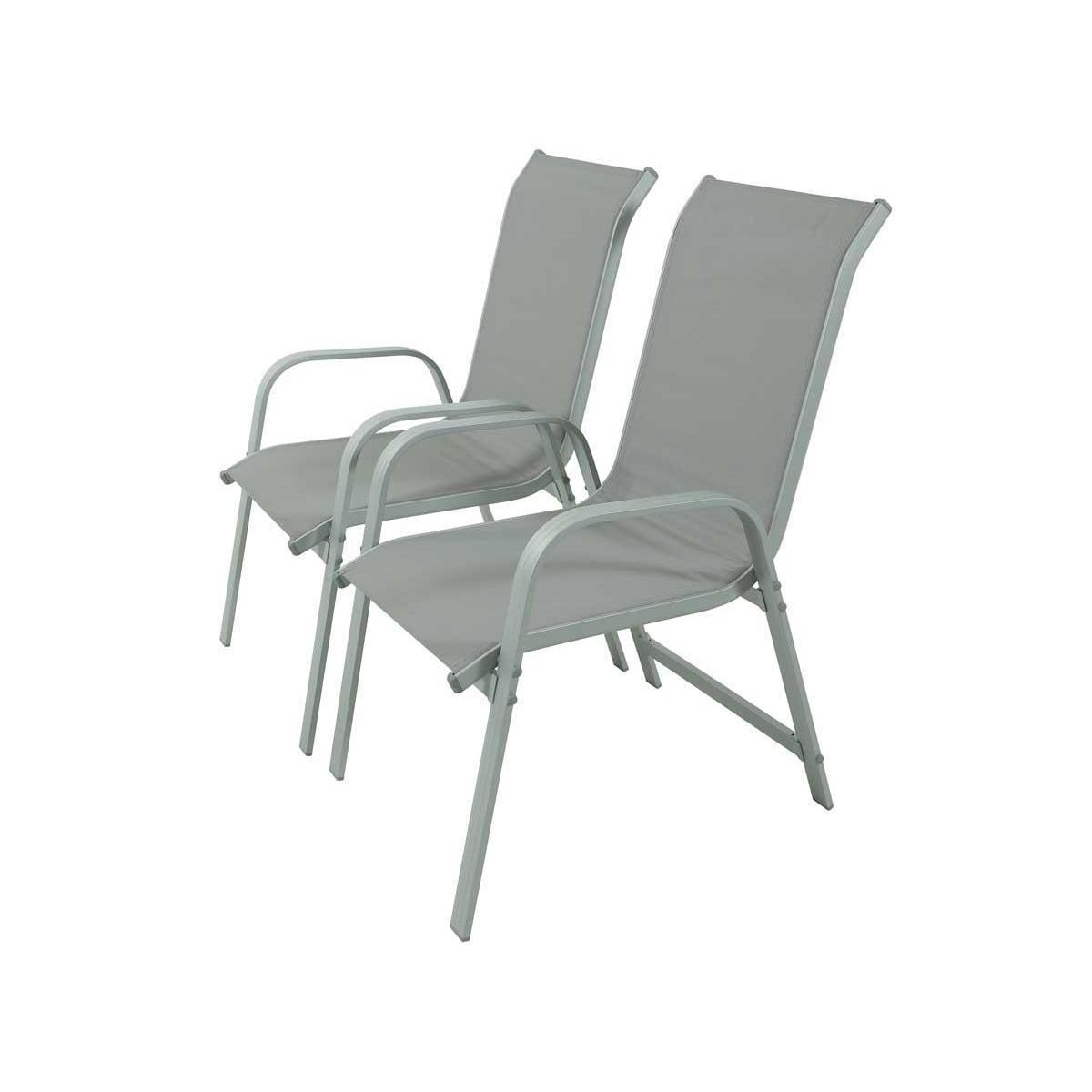 Habitat et Jardin Fauteuil jardin Alu/Textilène  Porto  - Phoenix - Gris clair - Lot de 2