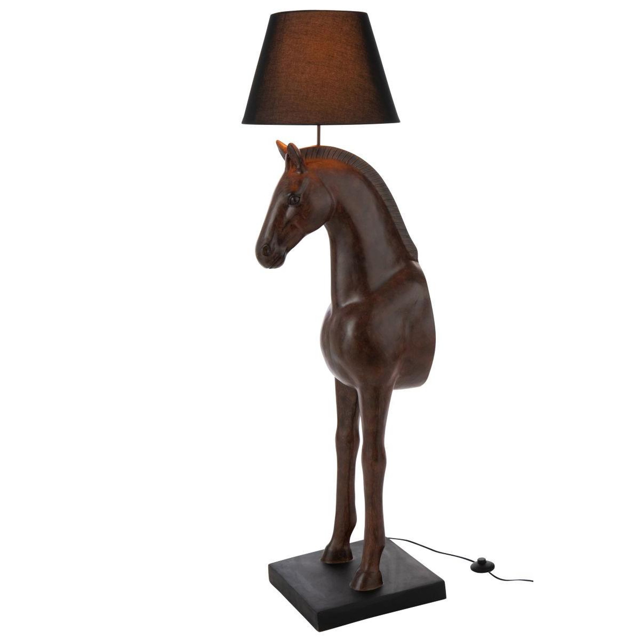 Voir la diapositive 2 : J-LINE Lampadaire cheval face  ronny  153cm marron foncé