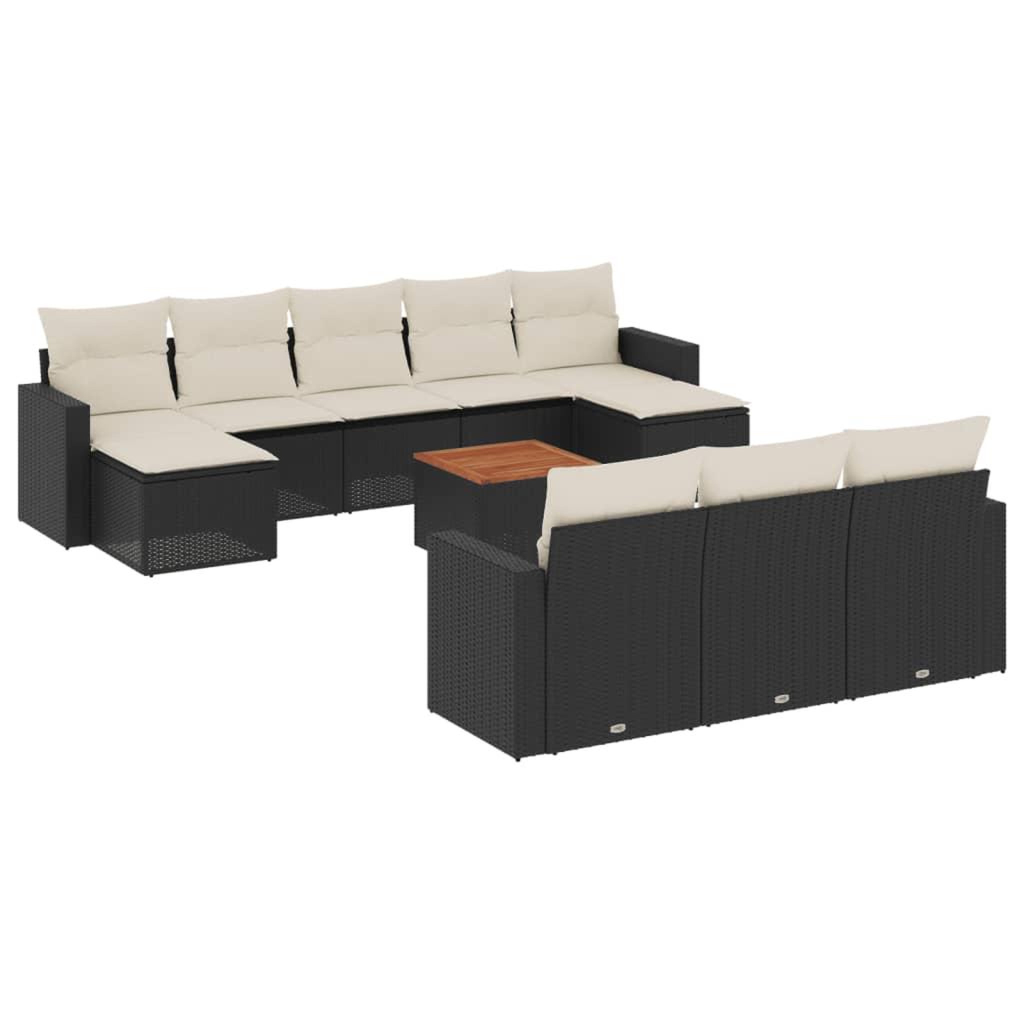 Voir la diapositive 2 : VIDAXL Salon de jardin 11 pcs avec coussins noir resine tressee