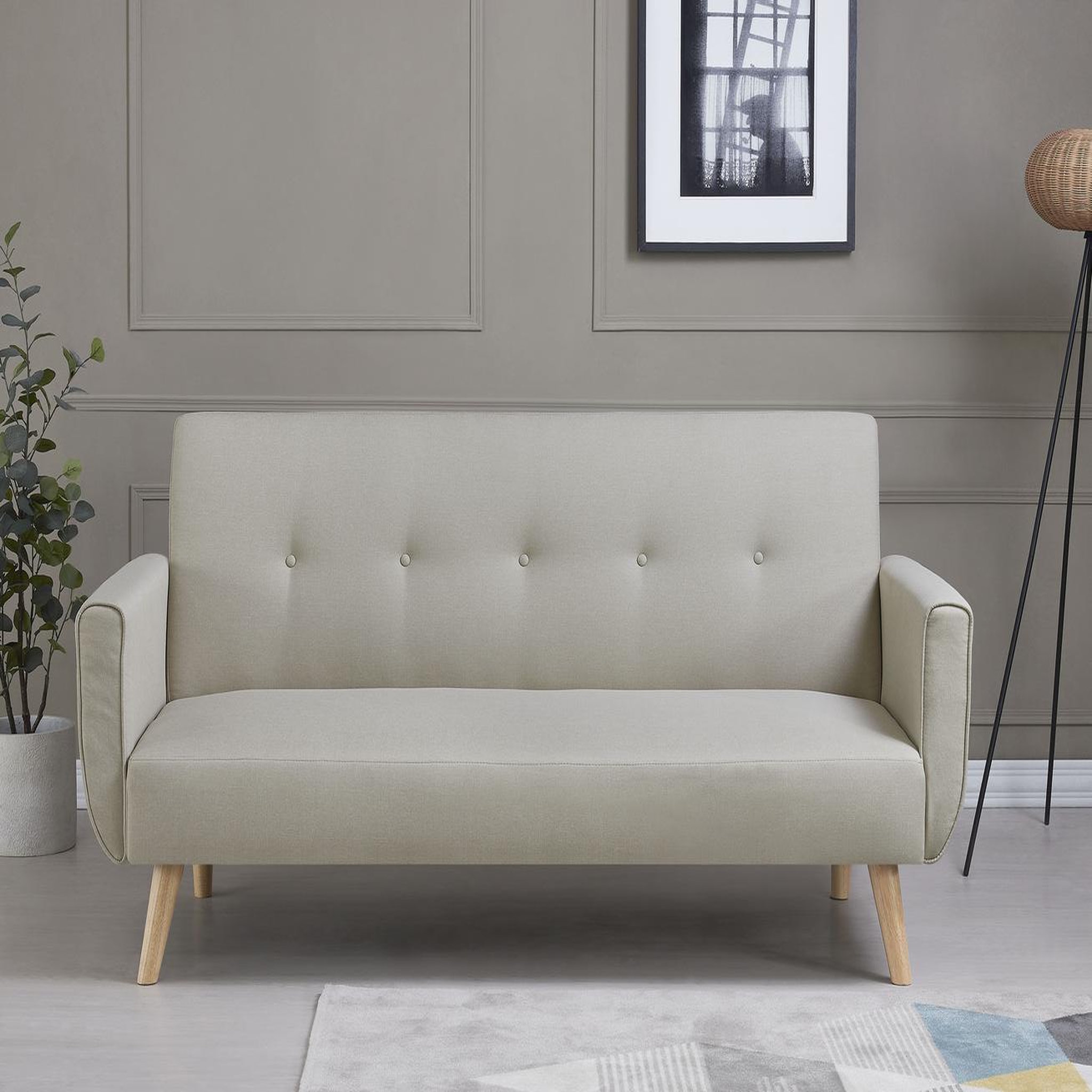 Voir la diapositive 2 : CONCEPT USINE Canapé scandinave convertible 3 places en tissu beige BERLIN