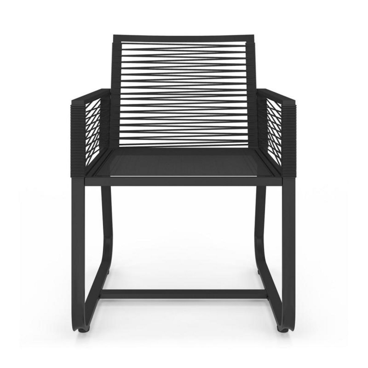 ID MARKET Lot de 2 fauteuils de jardin ODESSA métal et cordage noir