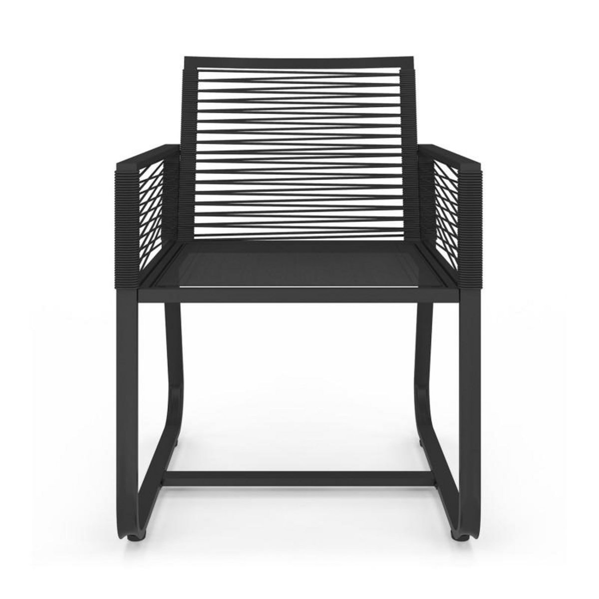 ID MARKET Lot de 2 fauteuils de jardin ODESSA métal et cordage noir