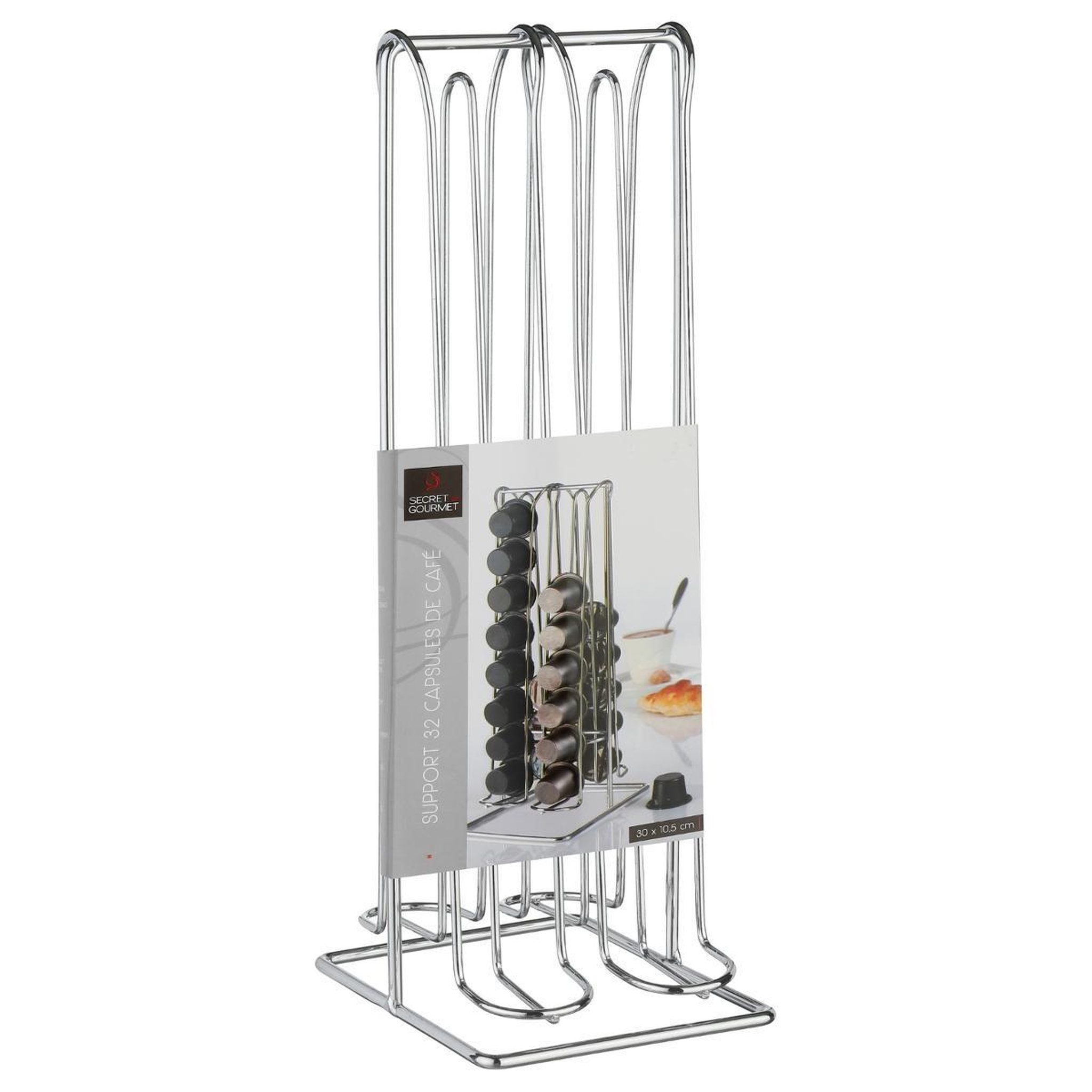 Voir la diapositive 3 : FIVE Porte 32 capsules  expresso  29cm chrome