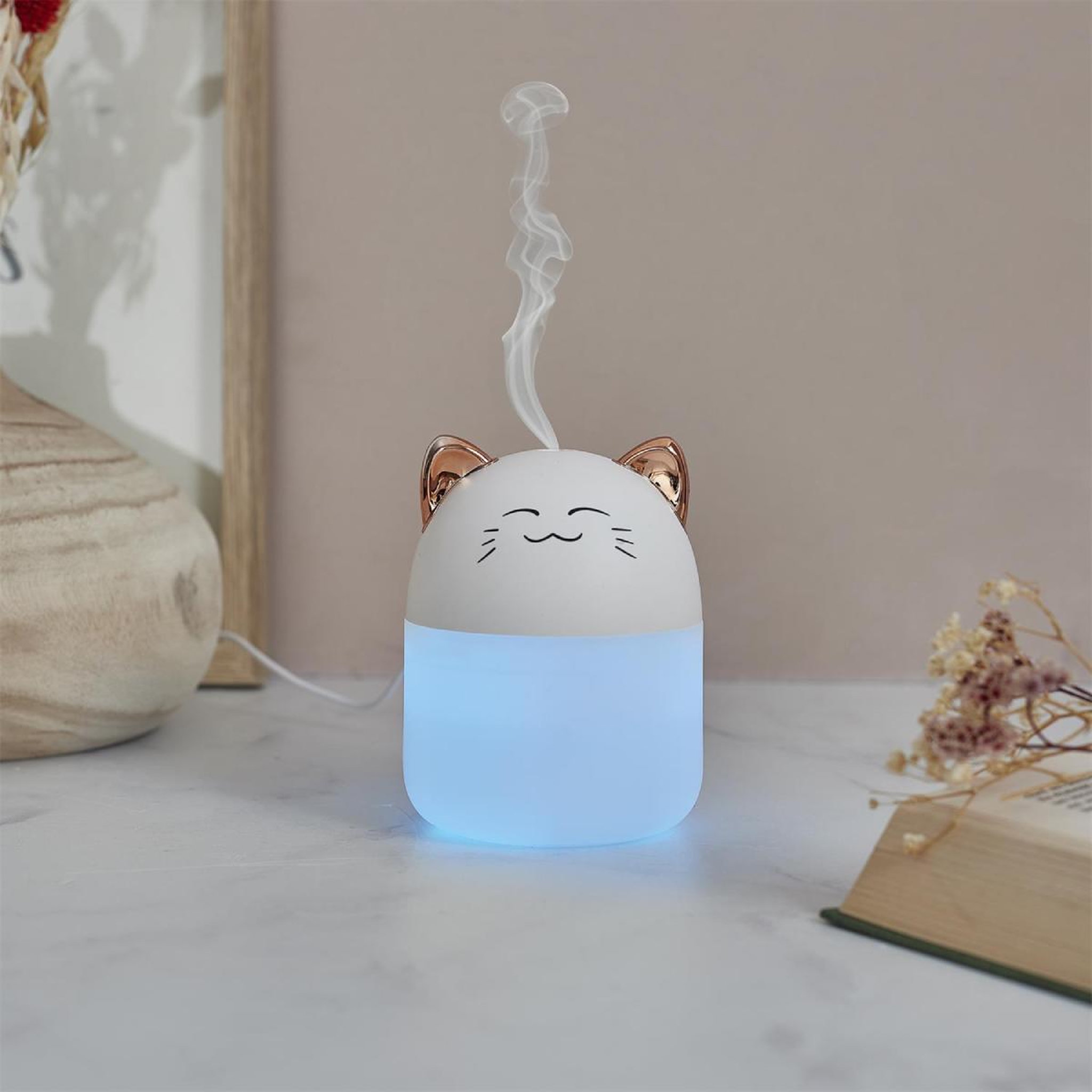 Voir la diapositive 4 : The Home Deco Factory Diffuseur de Parfum LED  Chat  200ml Blanc
