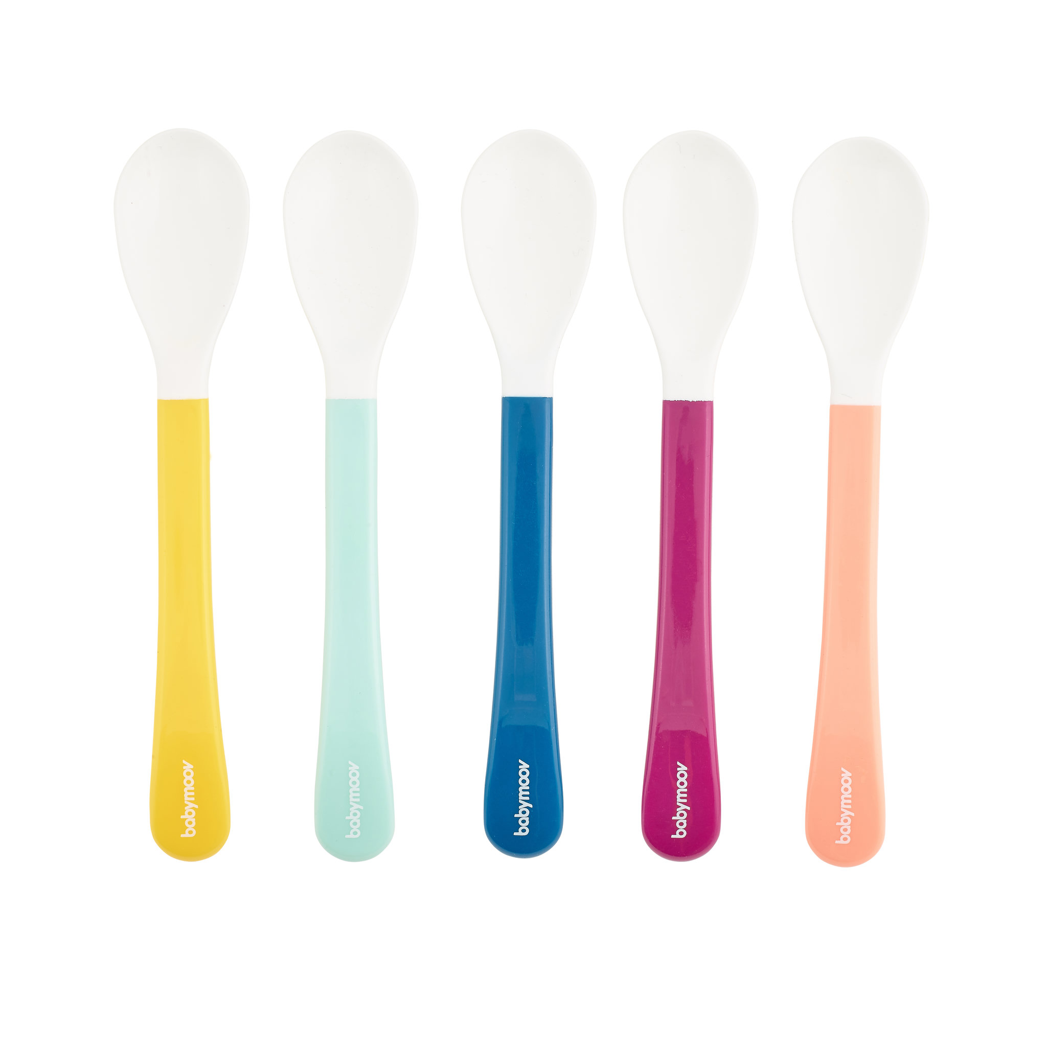 Voir la diapositive 1 : BABYMOOV Set de 5 cuillères silicones 2ème âge 