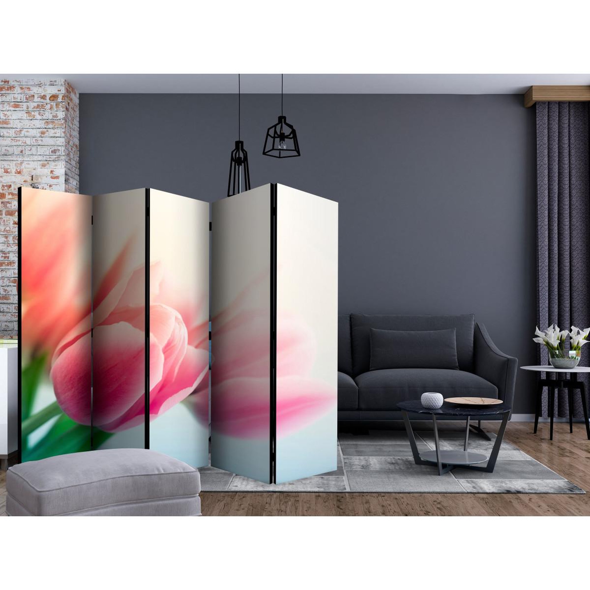 Voir la diapositive 2 : Paris Prix Paravent 5 volets  spring & tulips  172x225cm