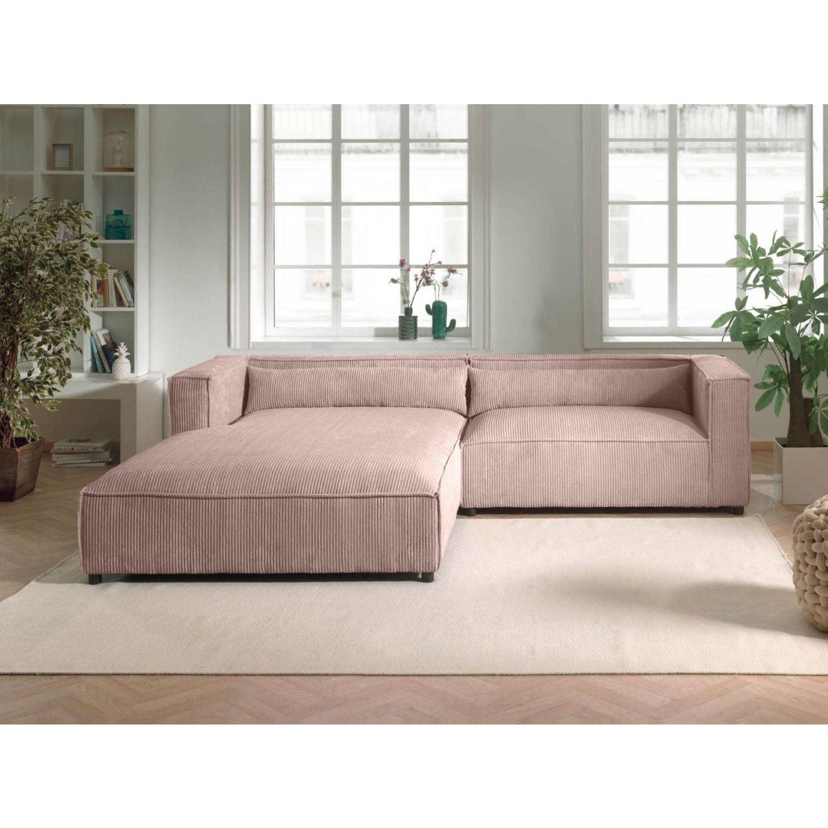 LISA DESIGN Ela - canapé d'angle gauche 4 places - en velours côtelé - style contemporain