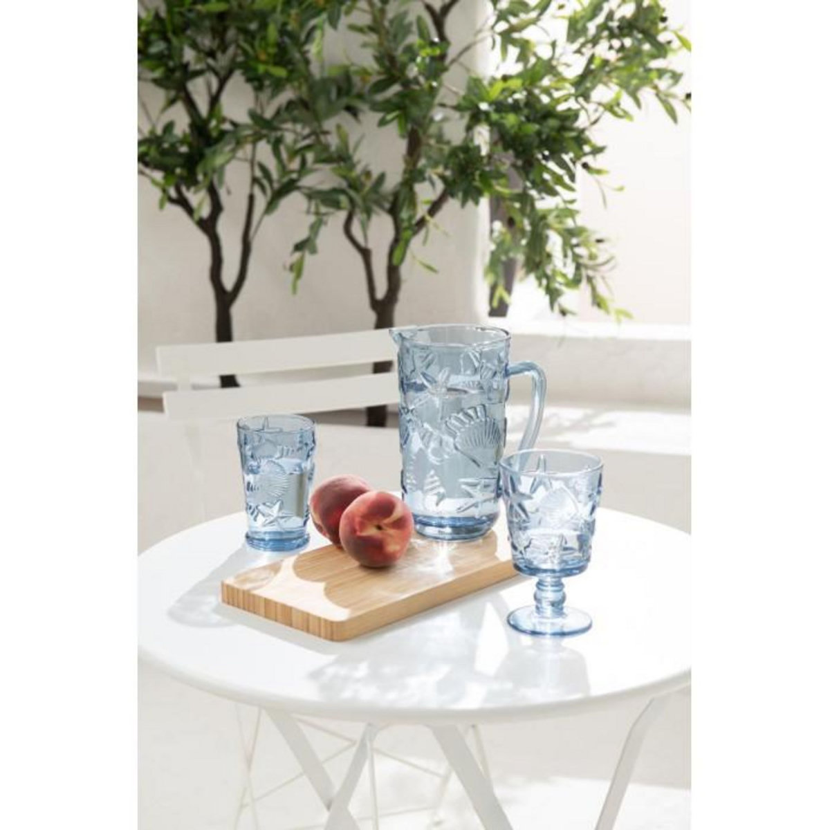 Paris Prix Carafe en Verre Design  Mer  1L Bleu Clair