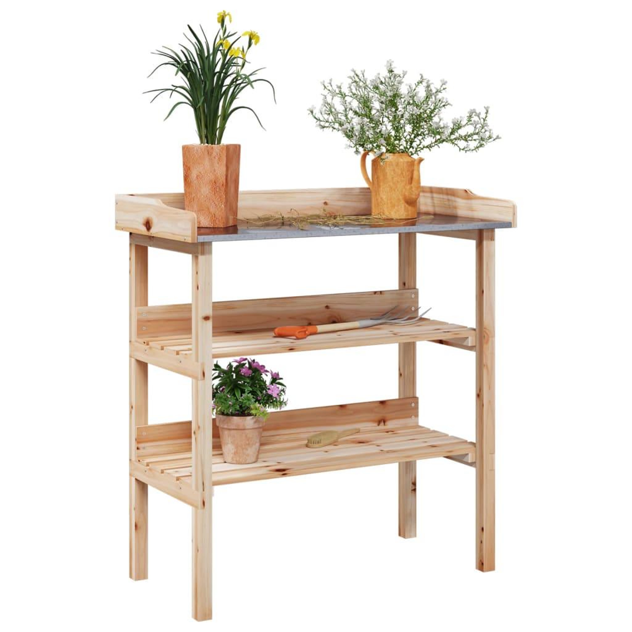 VIDAXL Table a plantes avec etageres 78x38x82,5cm bois de sapin solide