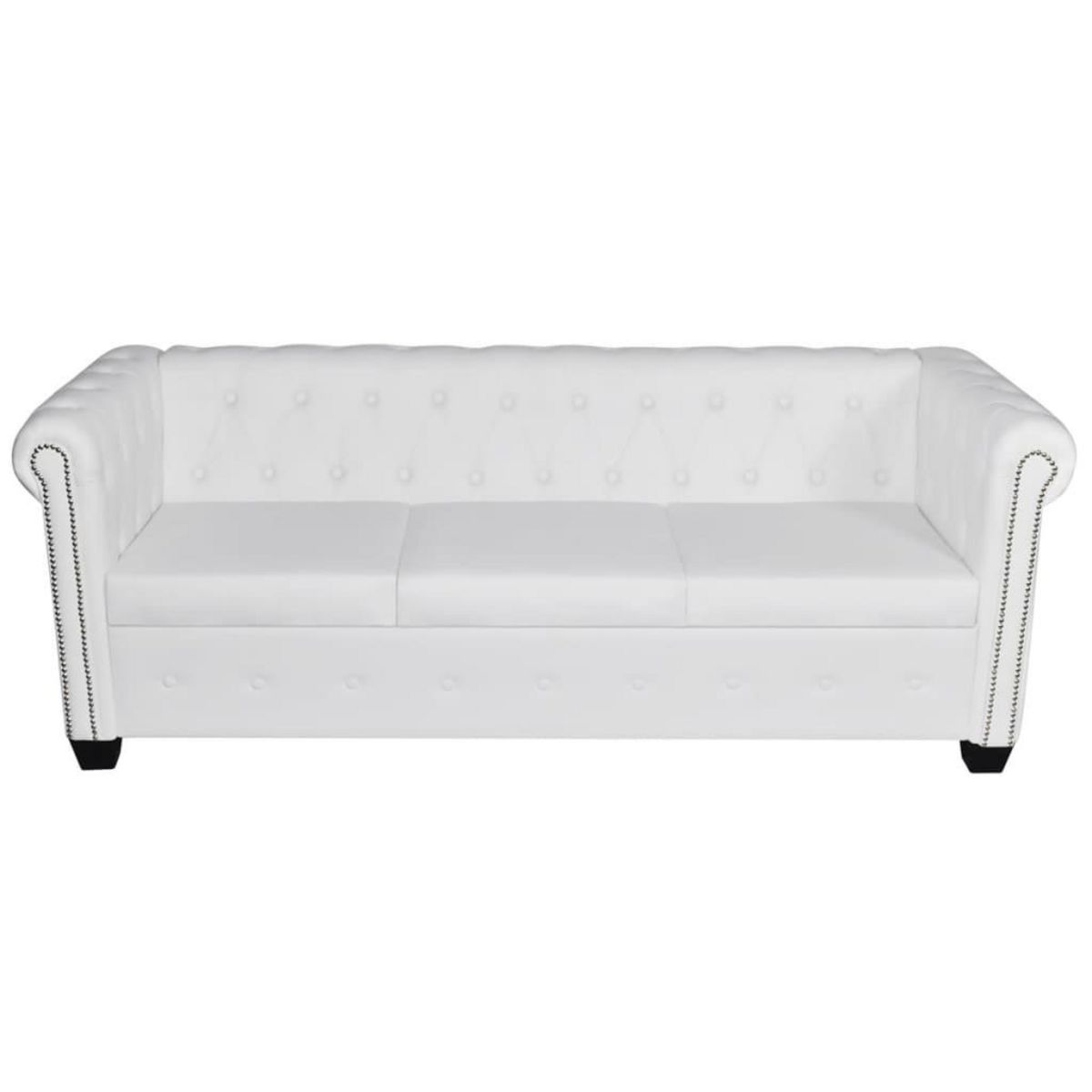 VIDAXL Canape Chesterfield a 2 places et a 3 places blanc