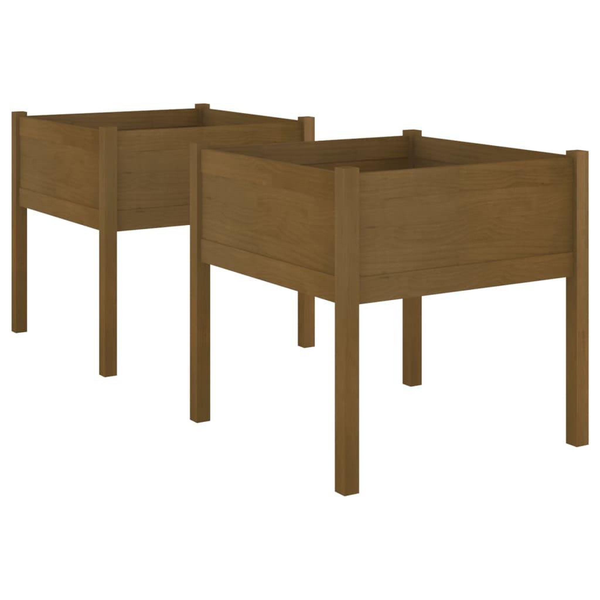 Voir la diapositive 2 : VIDAXL Jardinieres 2 pcs Marron miel 70x70x70 cm Bois de pin massif
