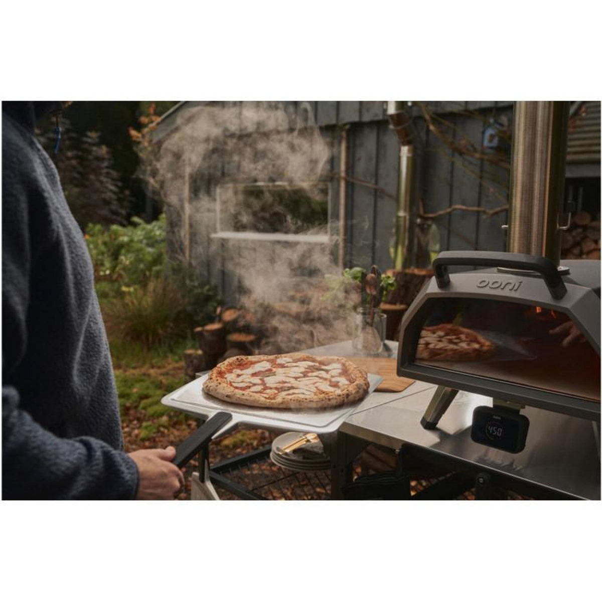 OONI Four à pizza charbon Karu 2 Pro noir multicombustible pizza 40cm préchauffage 15 min, de 110 à 500°C, thermostat digital