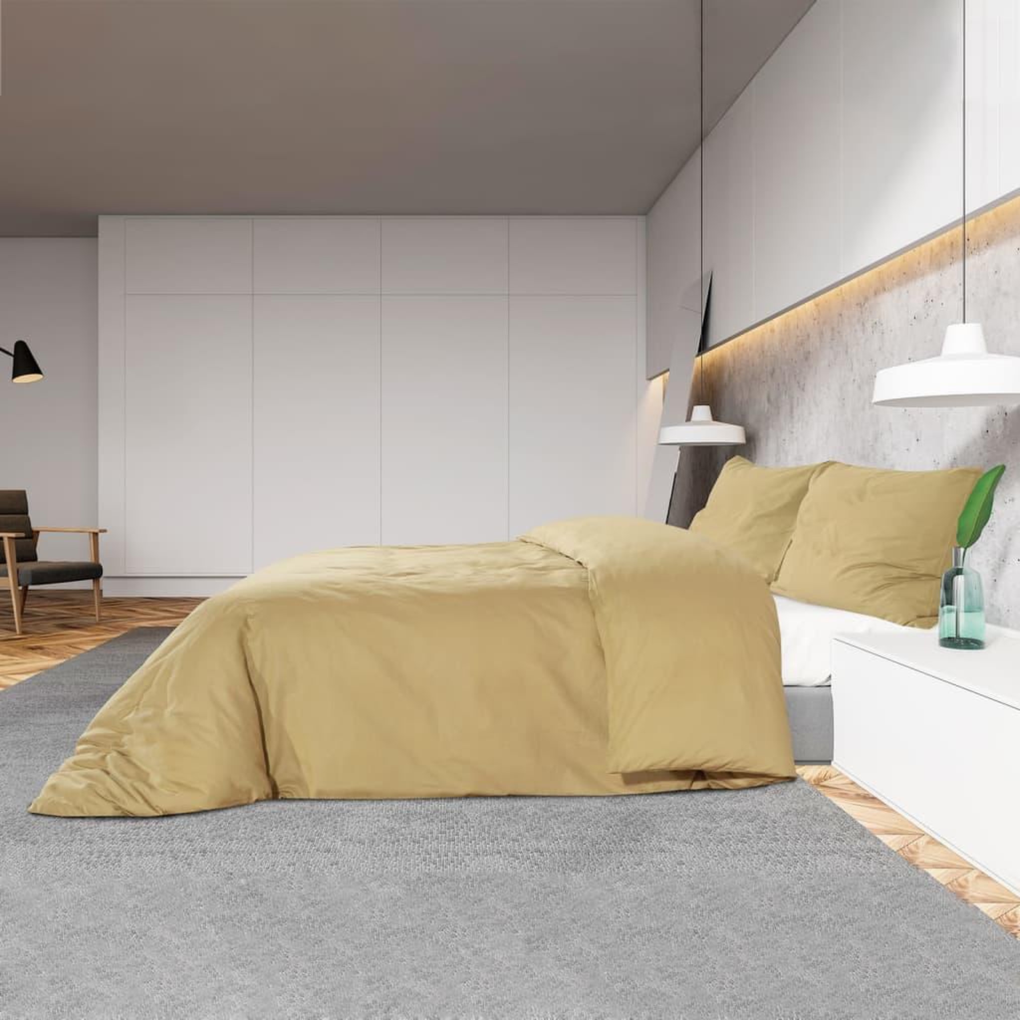 Voir la diapositive 4 : VIDAXL Ensemble de housse de couette Taupe 200x220 cm Microfibre