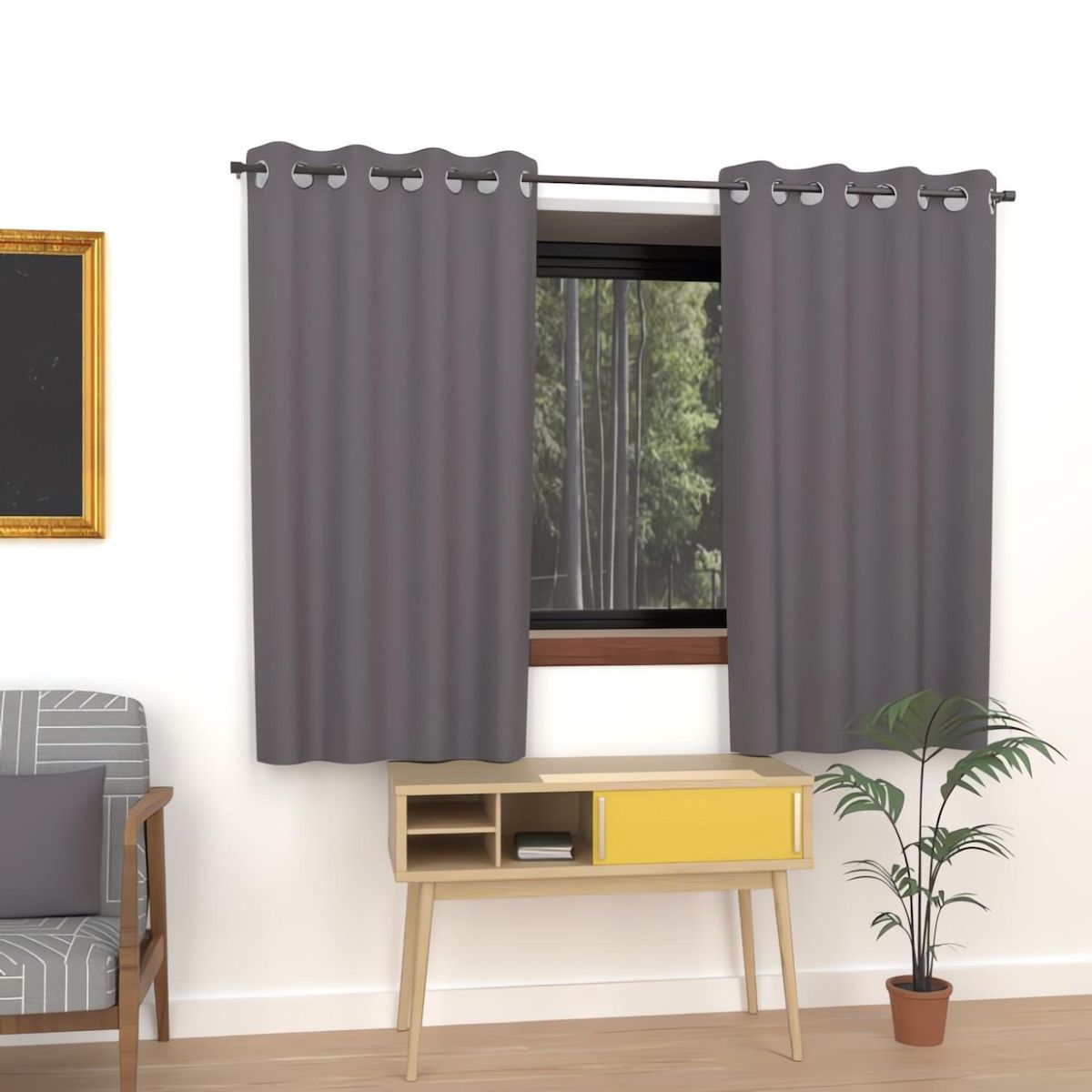 SOLEIL D'OCRE Rideau uni à oeillets infroissable ALIX, par Soleil d'ocre