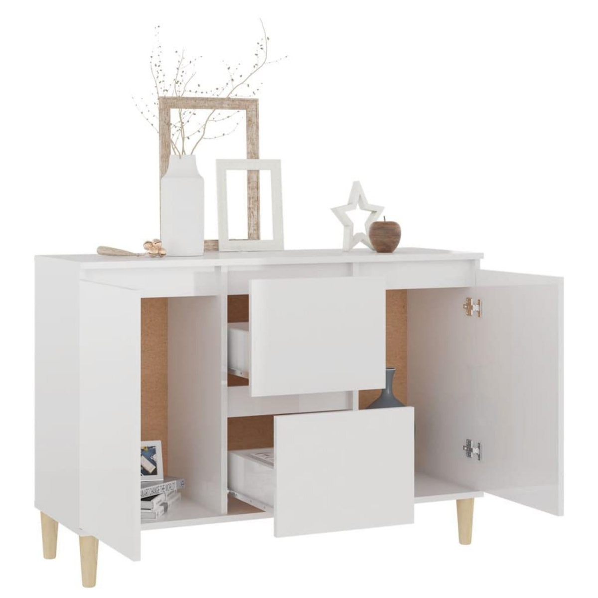 VIDAXL Buffet blanc brillant 101x35x70 cm bois d'ingenierie