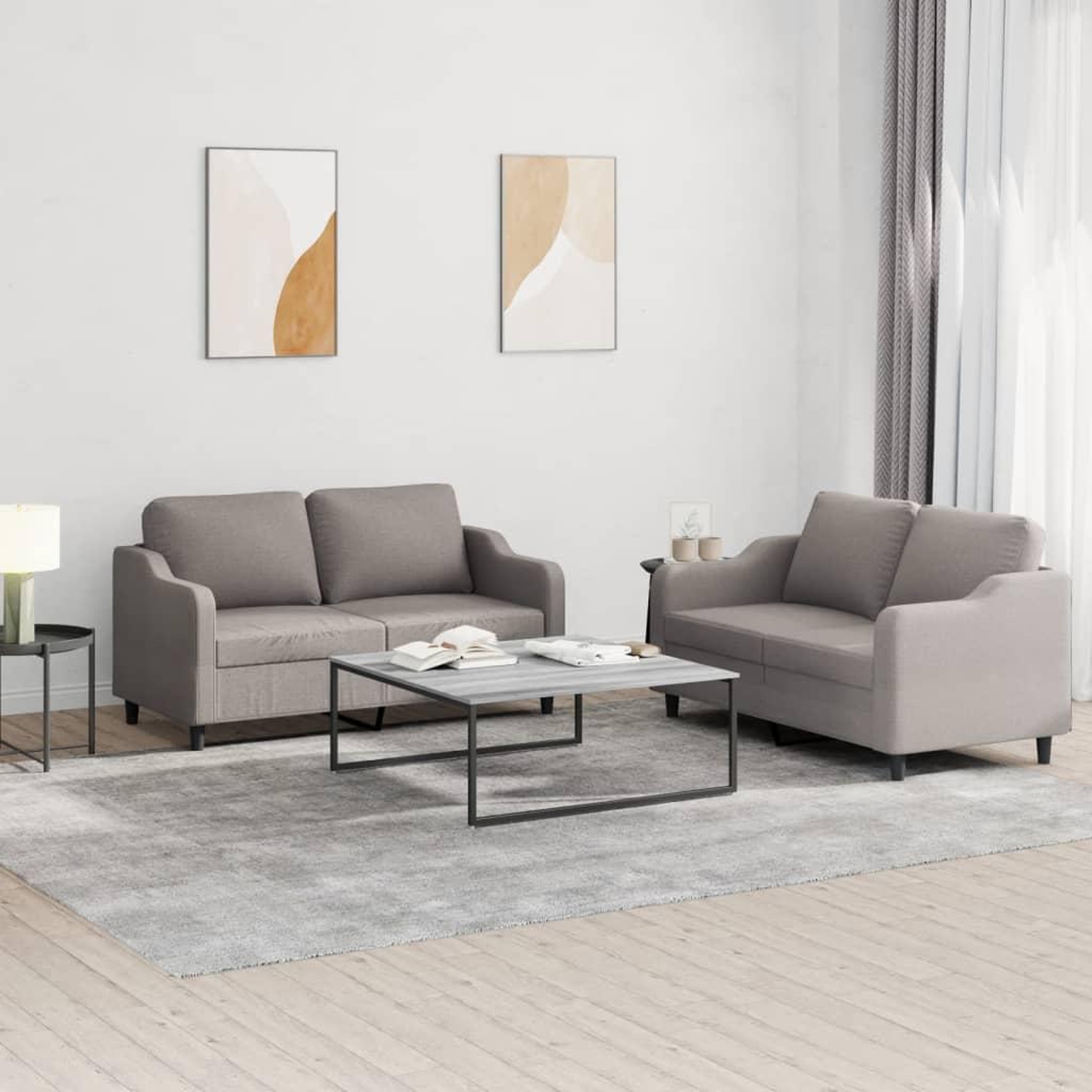 VIDAXL Ensemble de canapes 2 pcs avec coussins Taupe Tissu
