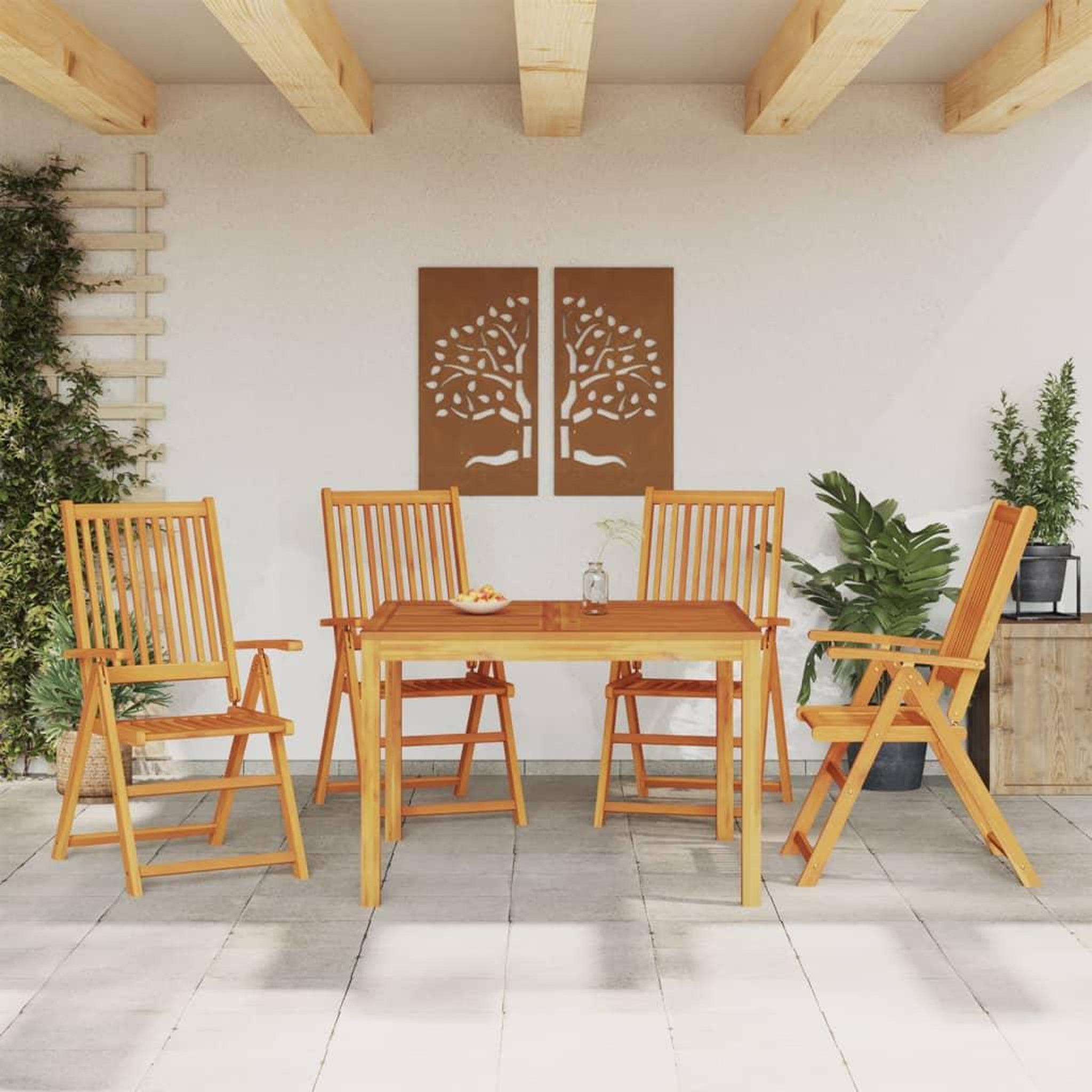 VIDAXL Ensemble a manger de jardin 5 pcs Bois d'acacia solide