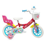 HASBRO Vélo enfant 12'' - Modèle Peppa Pig  pour enfant de taille 85 à 100 cm avec stabilisateurs - 1 Frein - Panier avant - Porte poupée arrière et roues bâtons