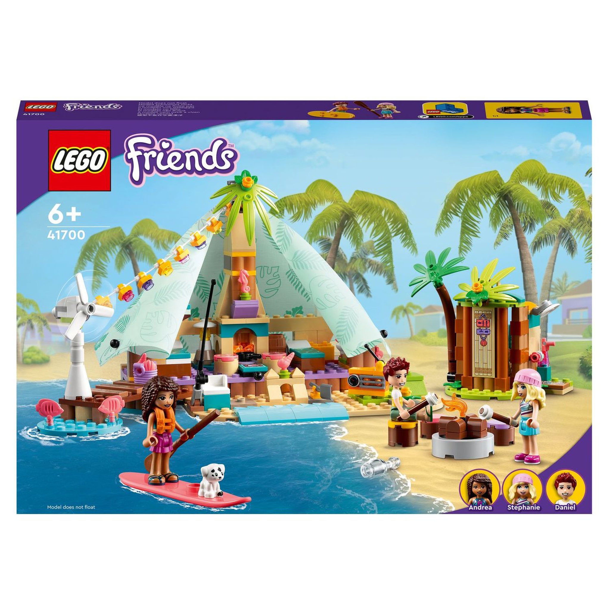 LEGO Friends 41700 Camping Glamour à La Plage, Jouet pour Filles et Garçons dès 6 ans