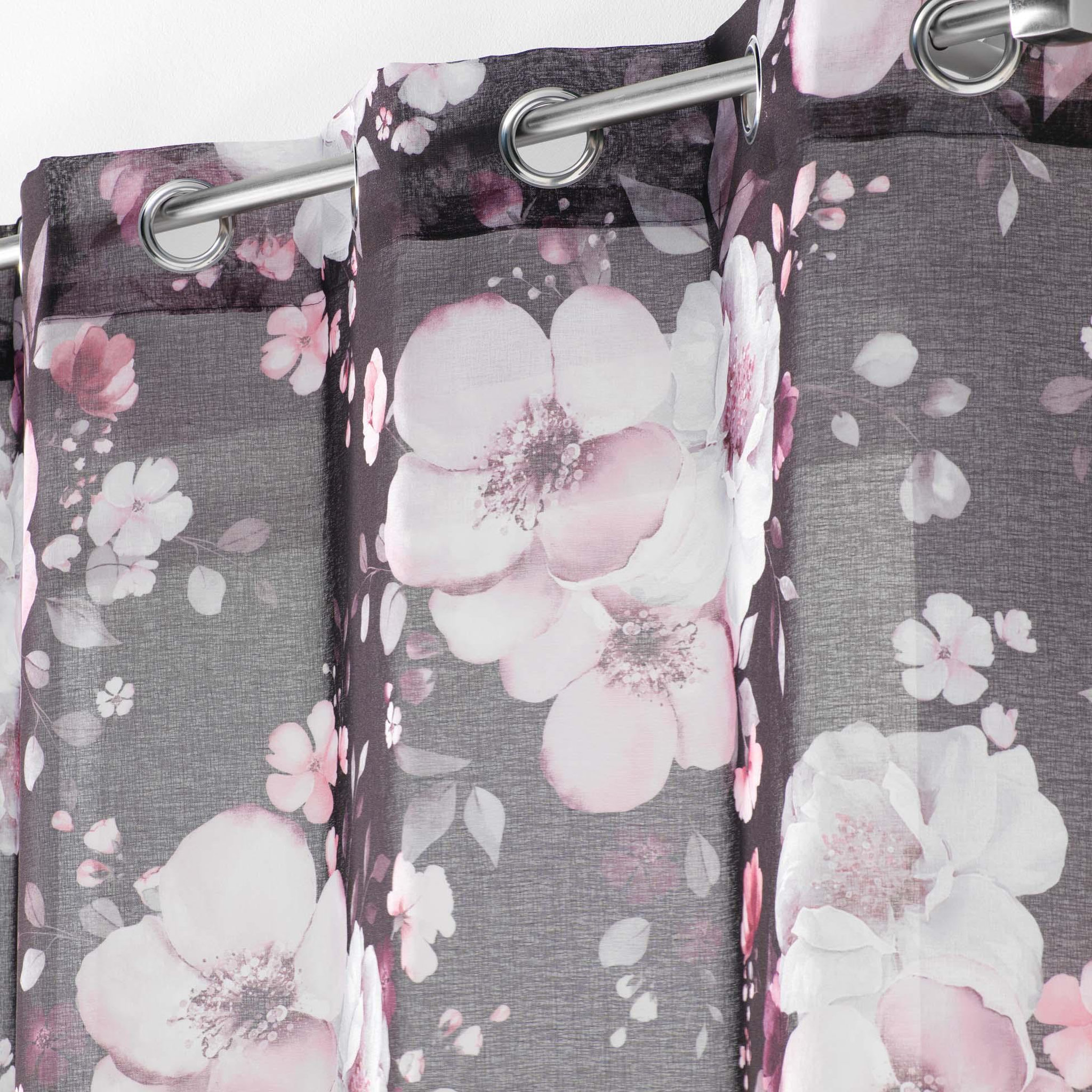 Voir la diapositive 3 : Eden Voilage a oeillets bouquet de fleurs