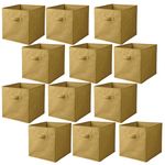TOILINUX Lot de 12 cubes de rangement pliables en tissus avec poignée. Coloris disponibles : Jaune