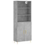 Voir la diapositive 2 : VIDAXL Buffet haut Gris beton 69,5x34x180 cm Bois d'ingenierie