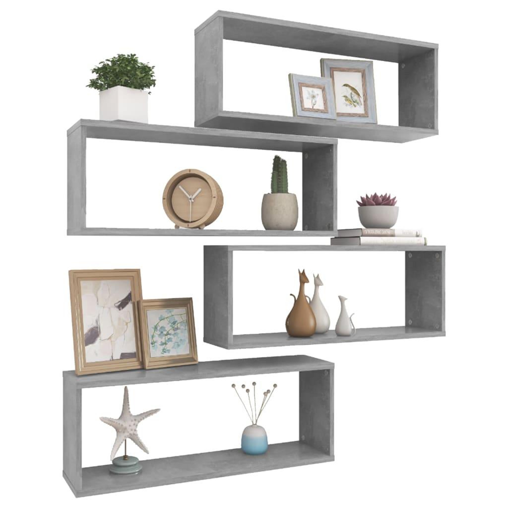 Voir la diapositive 3 : VIDAXL Etageres murales cube 4 pcs Gris beton Bois d'ingenierie