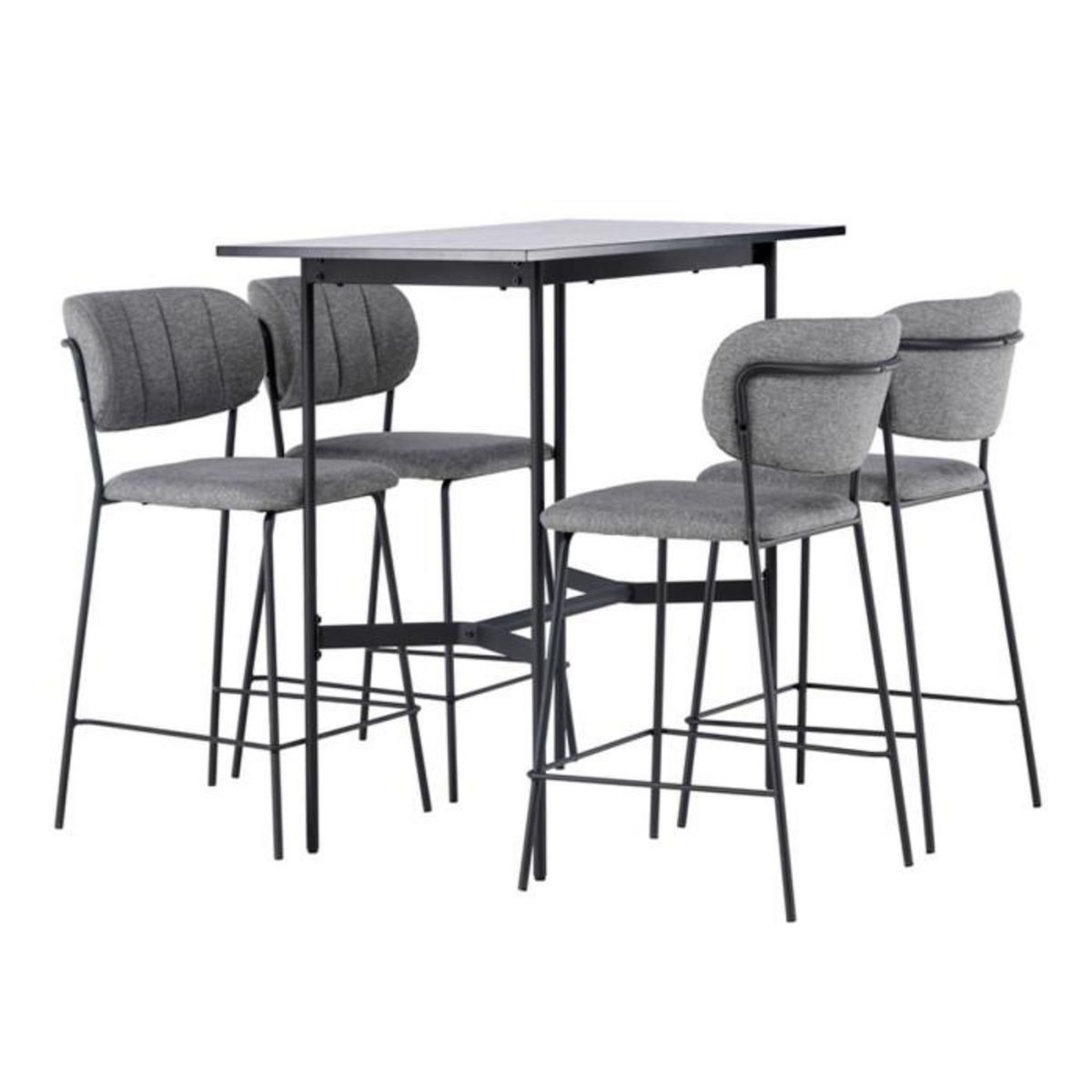 Paris Prix Ensemble Table de Bar & 4 Chaises  Rax & Bell  120cm Noir & Gris