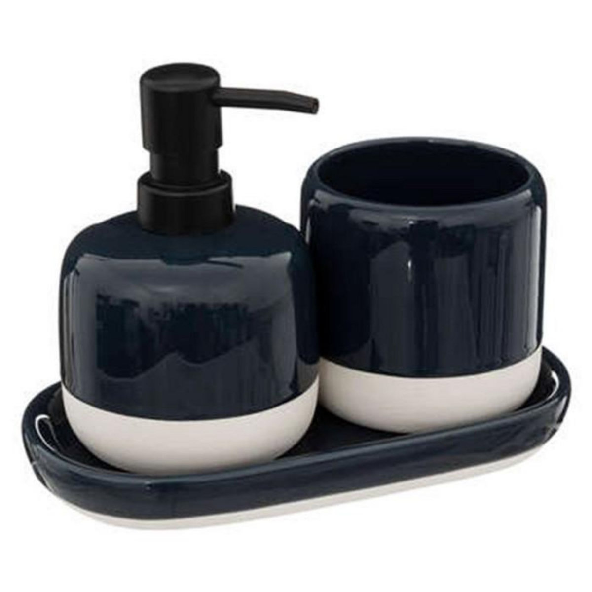 FIVE Lot de 3 Accessoires Salle de Bain  Solar  21cm Pétrole