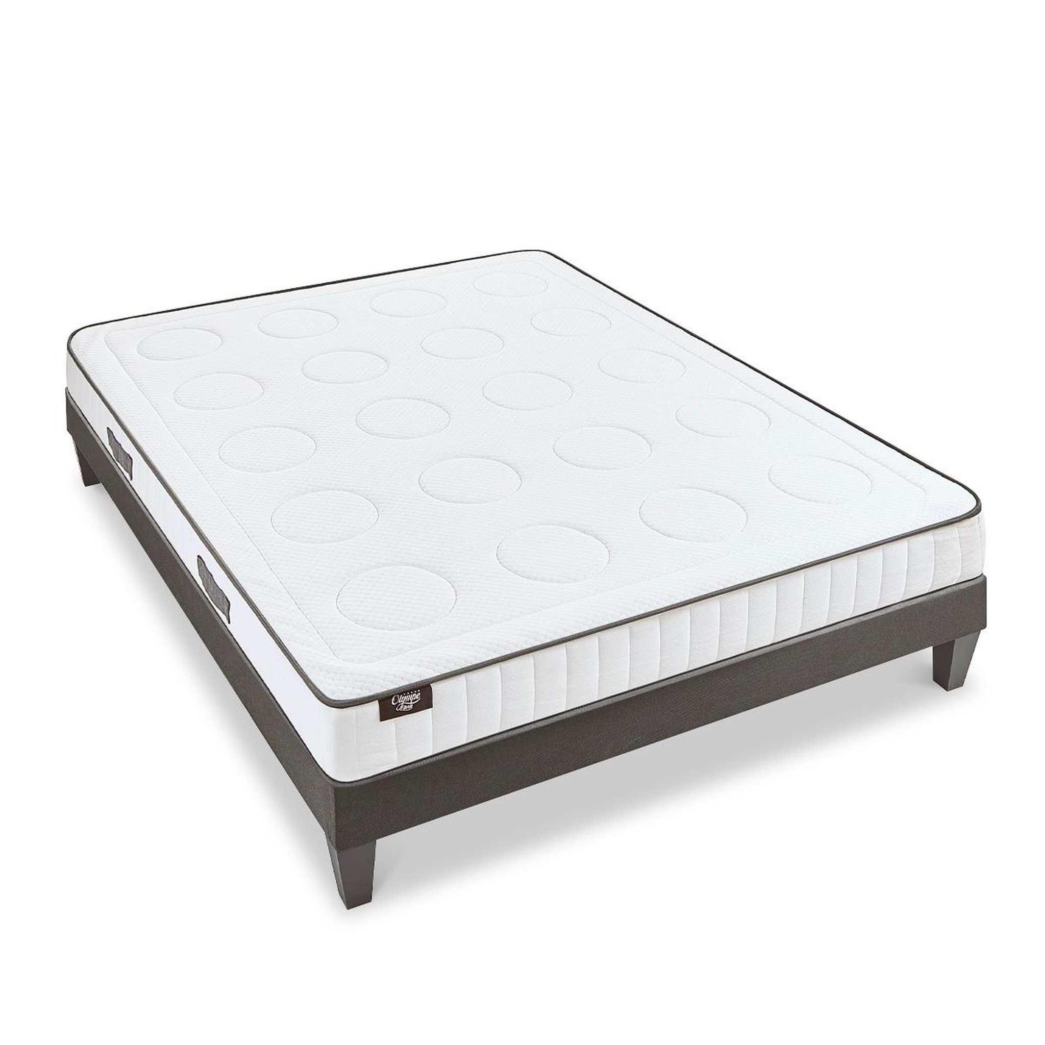 OLYMPE LITERIE OLYMPE LITERIE | Ensemble CRISTAL | Matelas Mémoire de forme + Sommier Bois. Coloris disponibles : Blanc