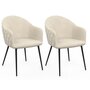 Voir la diapositive 1 : ID MARKET Lot de 2 chaises de salle à manger, fauteuils de table MOLY en velours gaufré beige